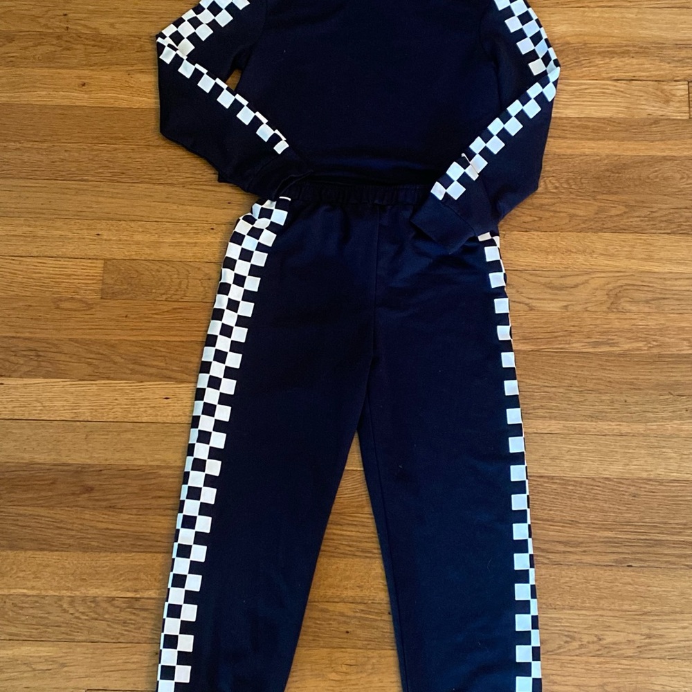 Black (Navy) and White Checkered Tracksuit